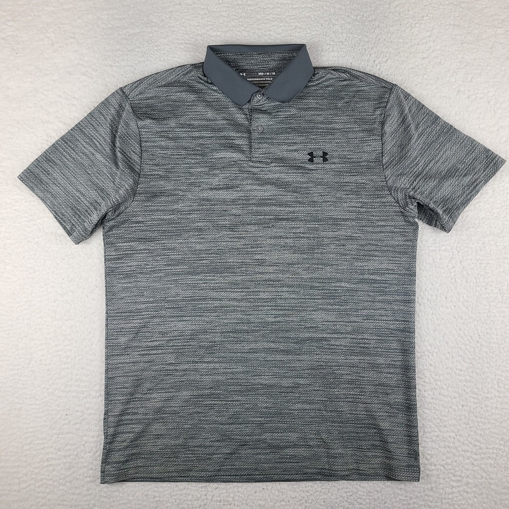 Under Armour The Performance Polo Shirt Mens Medium Dark Gray Loose Heatgear